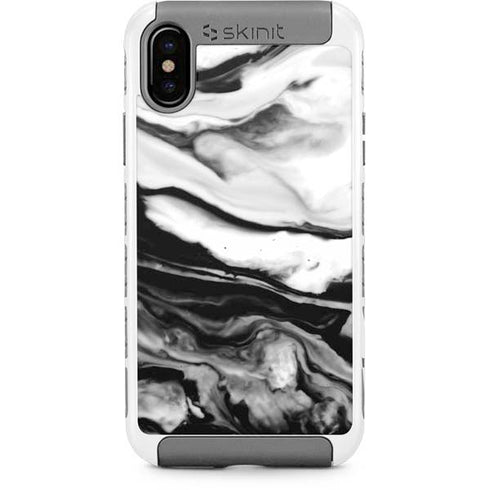 Black and White Marble Ink iPhone Cases