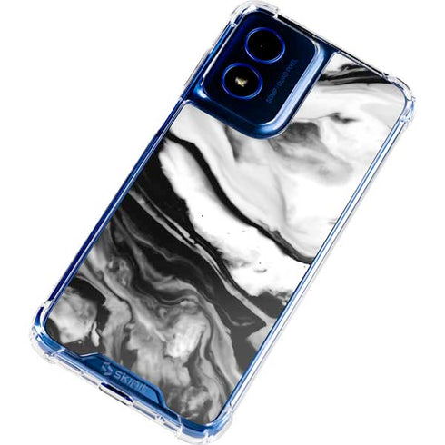 Black and White Marble Ink Moto G Play 4G (2024) Clear Case