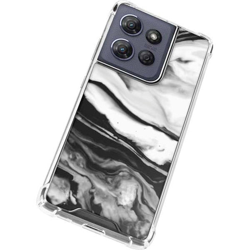 Black and White Marble Ink Moto G Power 5G (2025) Clear Case