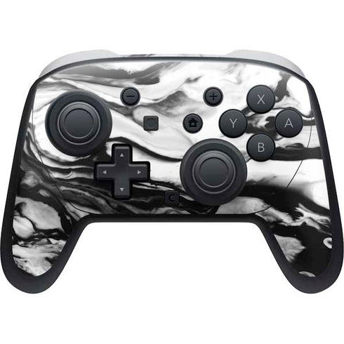 Black and White Marble Ink Nintendo Switch 2 (2025) Pro Controller Skin