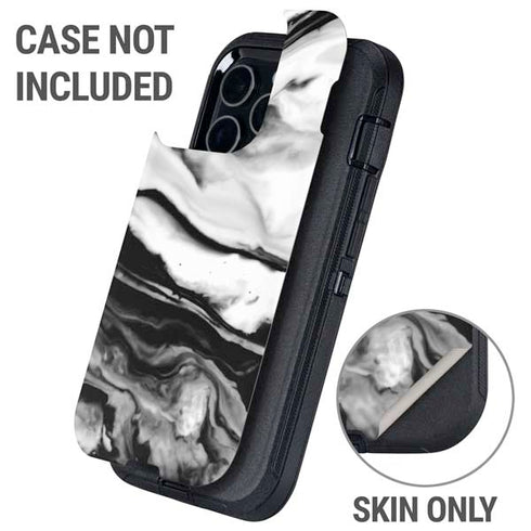 Black and White Marble Ink Otterbox Defender iPhone Skin