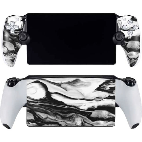 Black and White Marble Ink PlayStation Portal Remote Player Skin