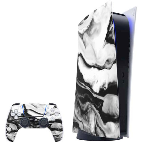 Black and White Marble Ink PlayStation PS5 Skins