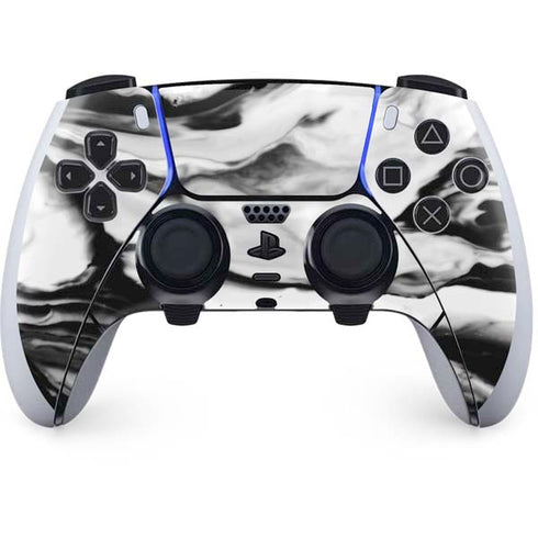 Black and White Marble Ink PS5 DualSense Edge Pro Controller Skin