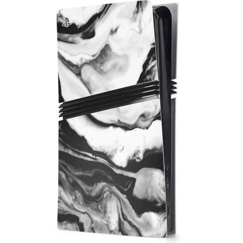 Black and White Marble Ink PS5 Pro Console Skin