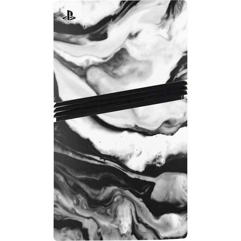 Black and White Marble Ink PS5 Pro Console Skin