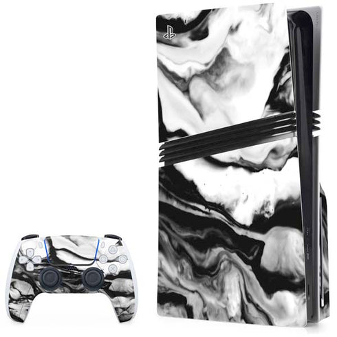 Black and White Marble Ink PlayStation PS5 Skins