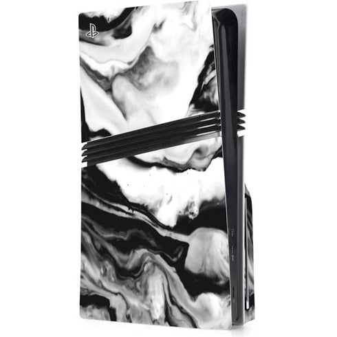 Black and White Marble Ink PS5 Pro Disk Console Skin