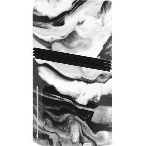 Black and White Marble Ink PS5 Pro Disk Console Skin