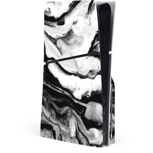Black and White Marble Ink PlayStation PS5 Skins