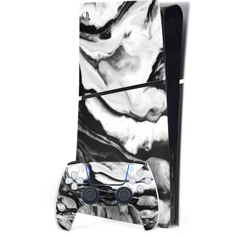 Black and White Marble Ink PlayStation PS5 Skins