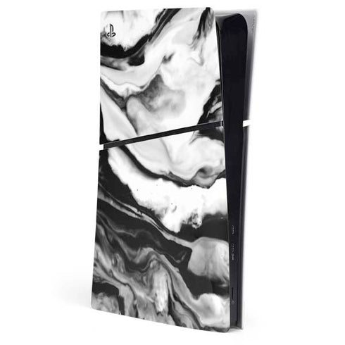Black and White Marble Ink PS5 Slim Digital Edition Console Skin