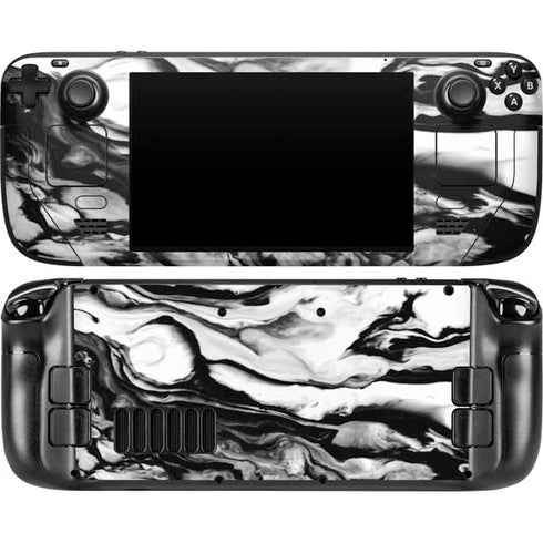Black and White Marble Ink Steam Deck Handheld Gaming Computer OLED Skin