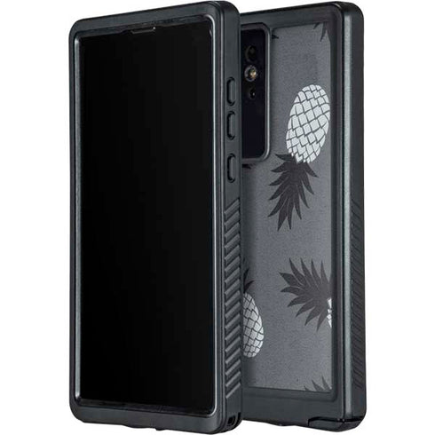 Black and White Pineapples Galaxy S24 Ultra Waterproof Case