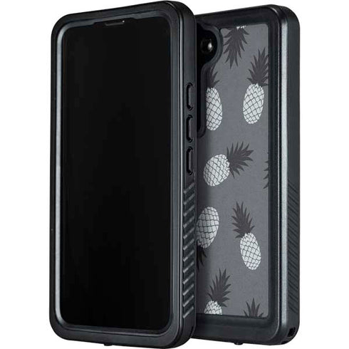 Black and White Pineapples Galaxy S24 Waterproof Case