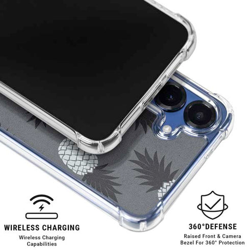 Black and White Pineapples Galaxy S25 Clear Case