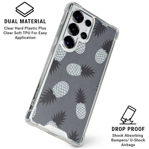 Black and White Pineapples Galaxy S25 Ultra Clear Case