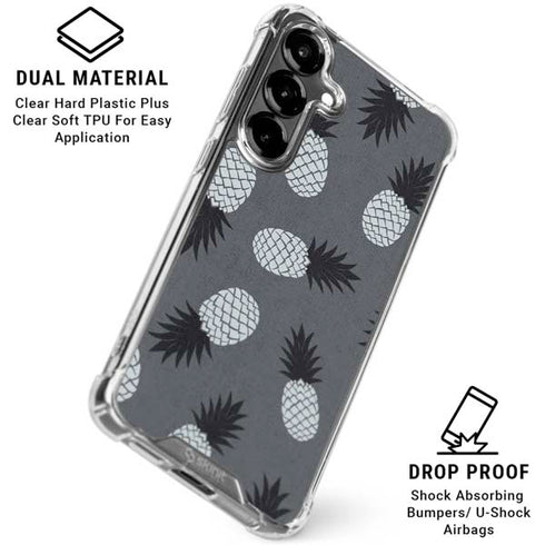 Black and White Pineapples Galaxy S26 Clear Case