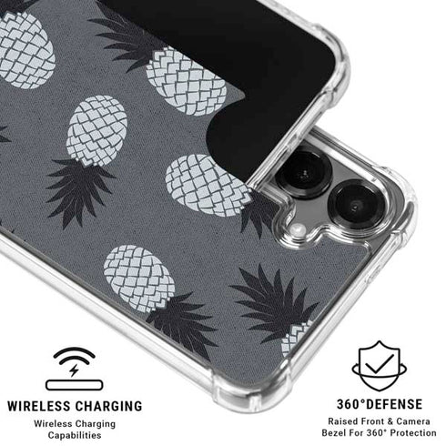 Black and White Pineapples Galaxy S26 Plus Clear Case