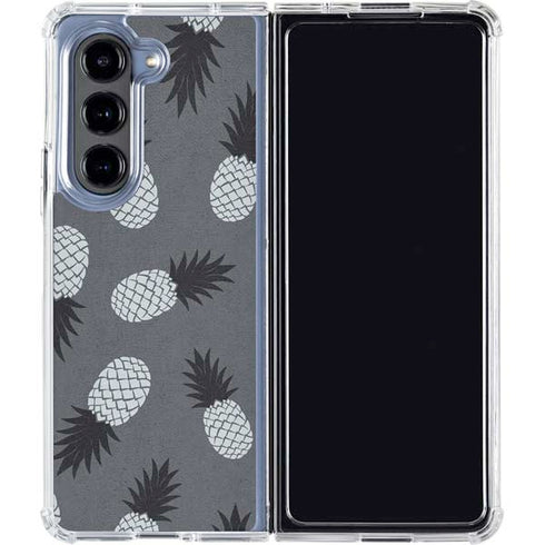 Black and White Pineapples Galaxy Z Fold5 5G Clear Case