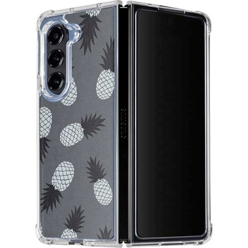 Black and White Pineapples Galaxy Z Fold5 5G Clear Case