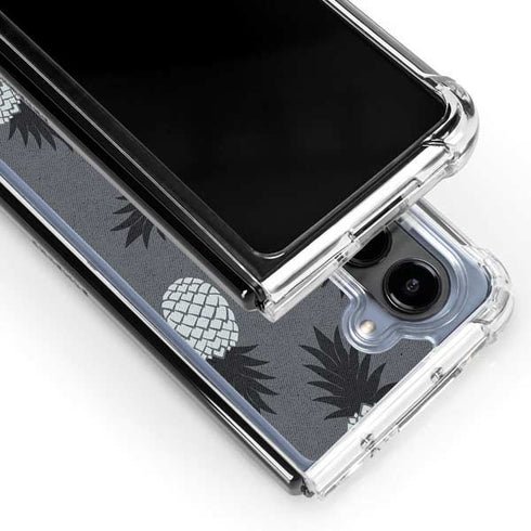 Black and White Pineapples Galaxy Z Fold5 5G Clear Case