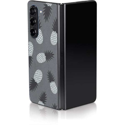 Black and White Pineapples Galaxy Z Fold5 5G Skin