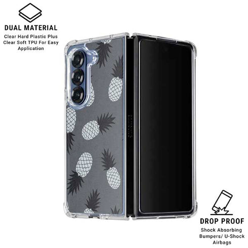 Black and White Pineapples Galaxy Z Fold6 Clear Case