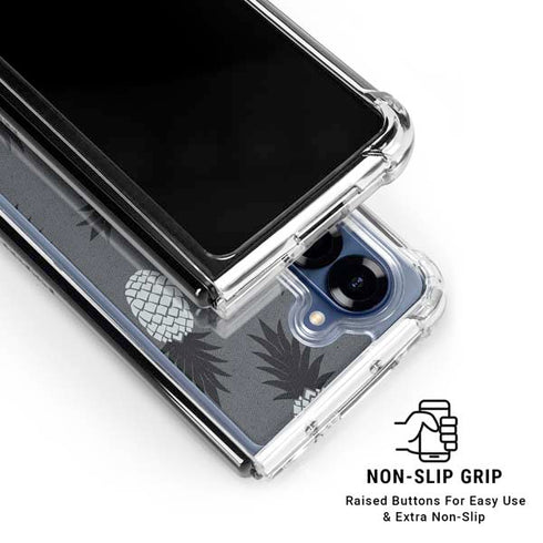 Black and White Pineapples Galaxy Z Fold6 Clear Case