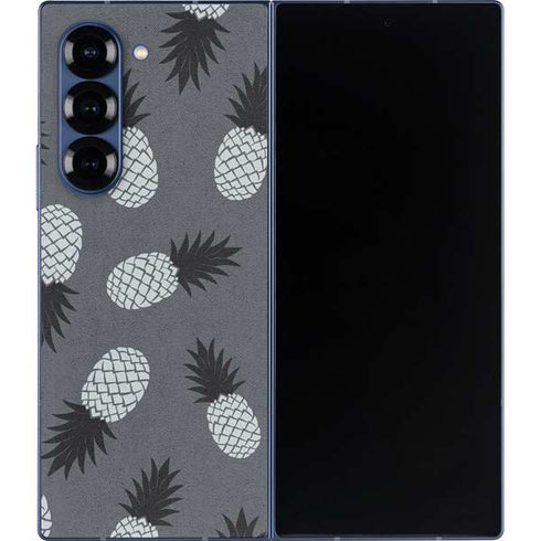 Black and White Pineapples Galaxy Z Fold6 Skin