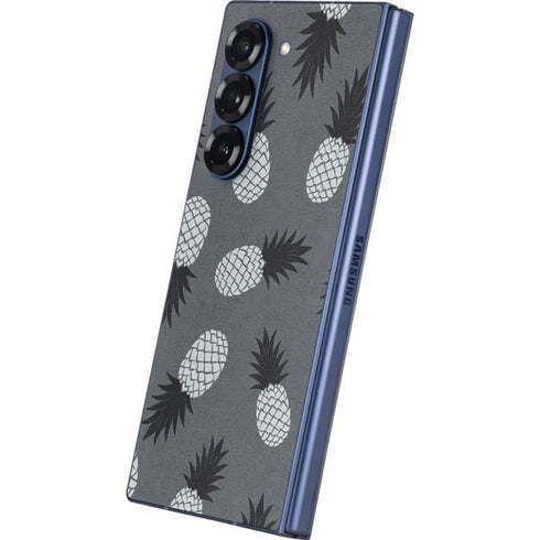 Black and White Pineapples Galaxy Z Fold6 Skin