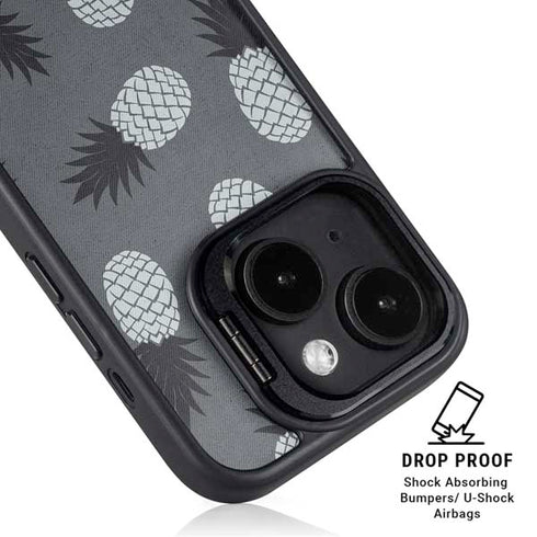 Black and White Pineapples iPhone 14 Plus Kickstand Case