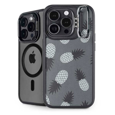 Black and White Pineapples iPhone 14 Pro Max Kickstand Case
