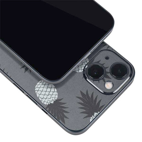 Black and White Pineapples iPhone 15 Skin