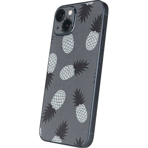 Black and White Pineapples iPhone 15 Skin