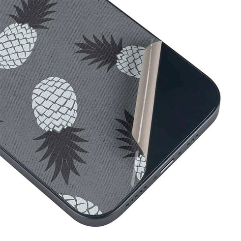 Black and White Pineapples iPhone 15 Skin