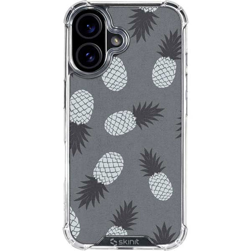 Black and White Pineapples iPhone 16 Plus Clear Case