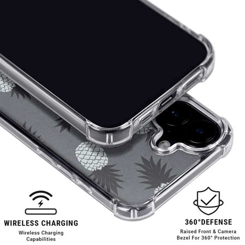 Black and White Pineapples iPhone 16 Plus Clear Case