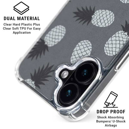 Black and White Pineapples iPhone 16 Plus Clear Case