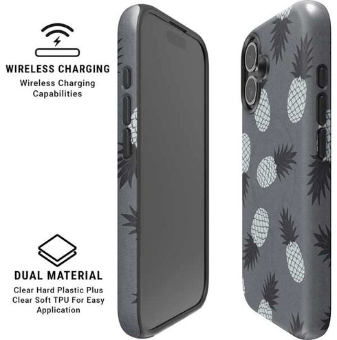 Black and White Pineapples iPhone 16 Plus Magsafe Impact Case