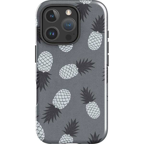 Black and White Pineapples iPhone 16 Pro Impact Case