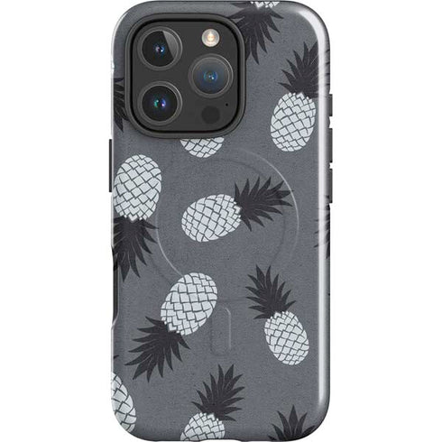 Black and White Pineapples iPhone 16 Pro Magsafe Impact Case