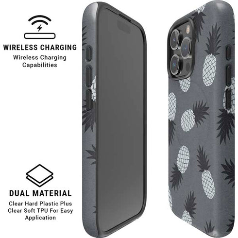 Black and White Pineapples iPhone 16 Pro Magsafe Impact Case