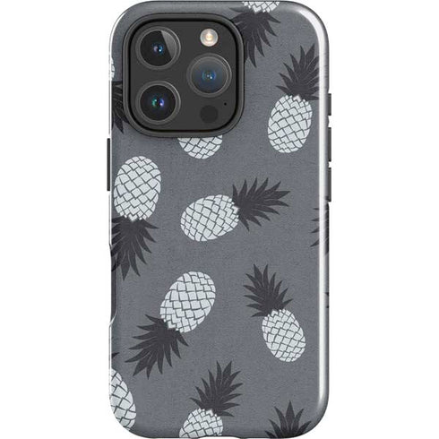 Black and White Pineapples iPhone 16 Pro Max Impact Case