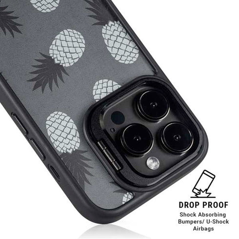 Black and White Pineapples iPhone 16 Pro Max Kickstand Case