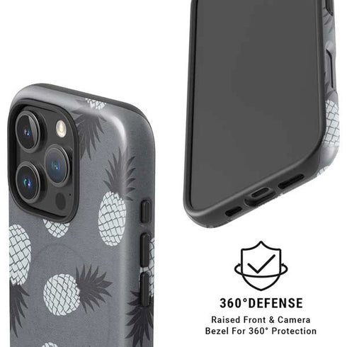 Black and White Pineapples iPhone 16 Pro Max Magsafe Impact Case
