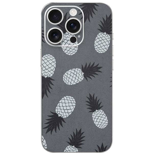 Black and White Pineapples iPhone 16 Pro Skin