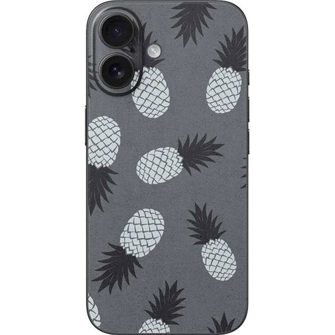 Black and White Pineapples iPhone 16 Skin