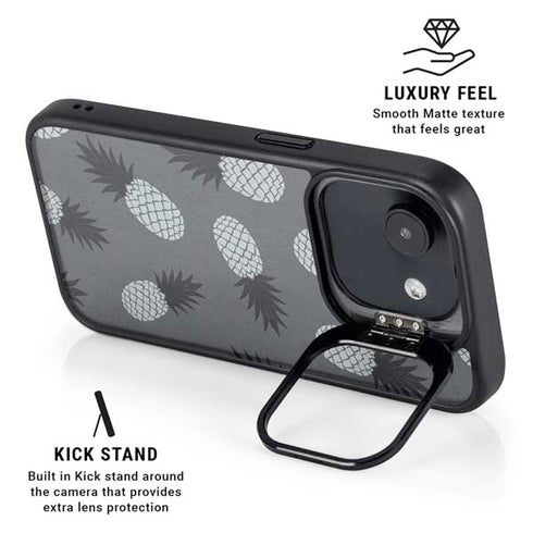 Black and White Pineapples iPhone 16e Kickstand Case