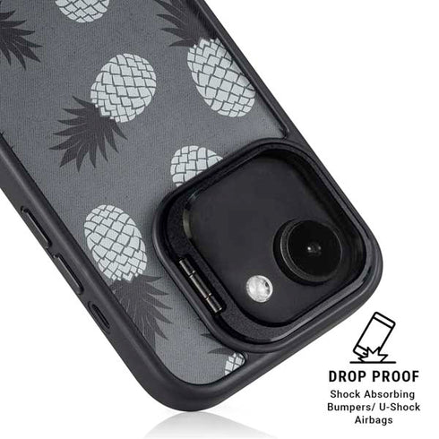 Black and White Pineapples iPhone 16e Kickstand Case
